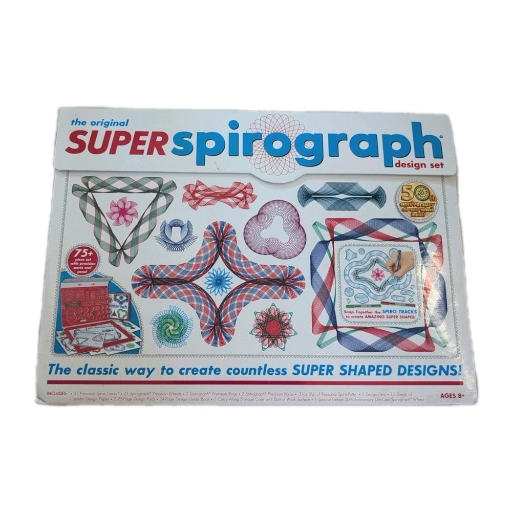 Spirograph Hasbro 50th Anniversary Original 75 Piece Design Complete Set!